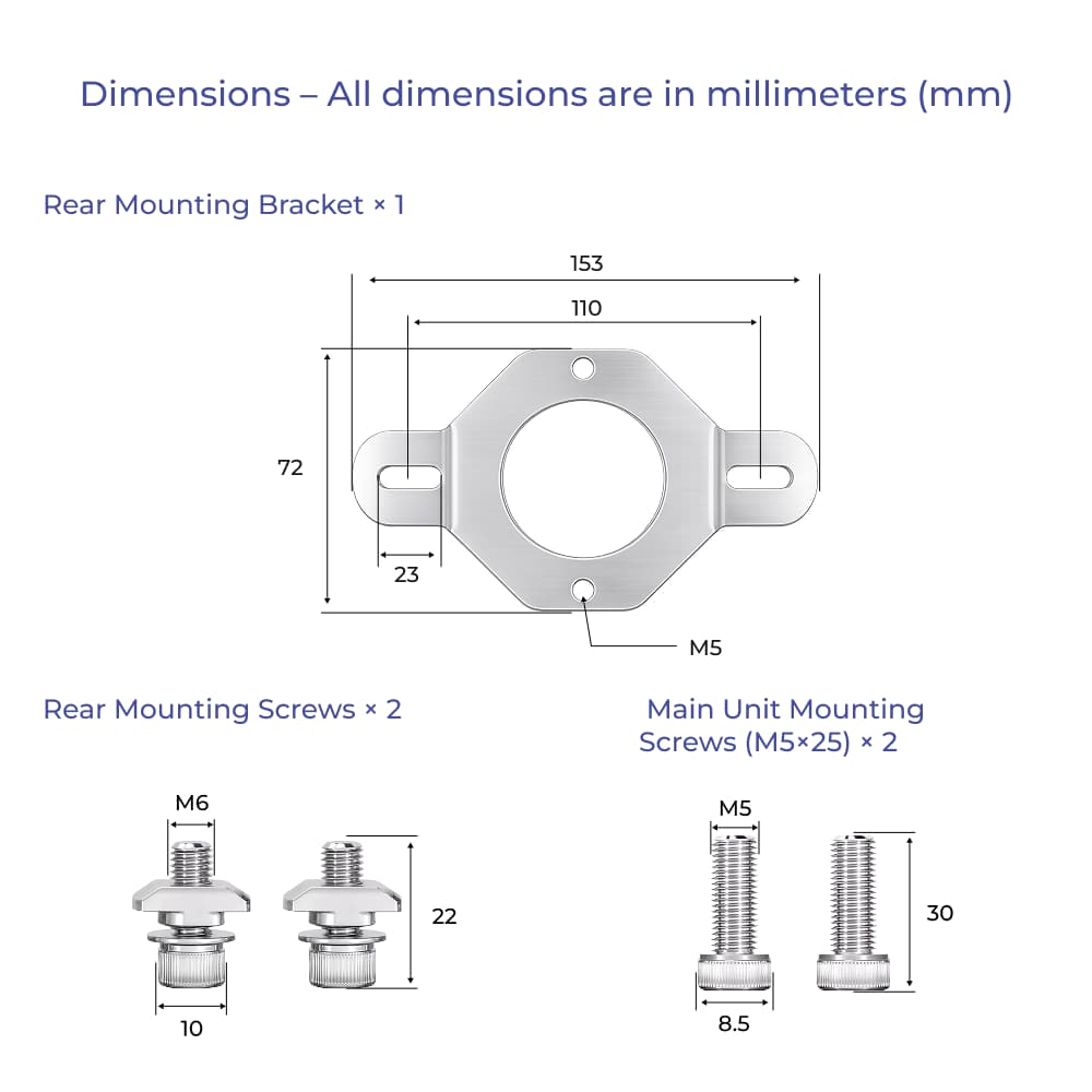 ecoSolarMonitor Rear Mounting Bracket Dimensions