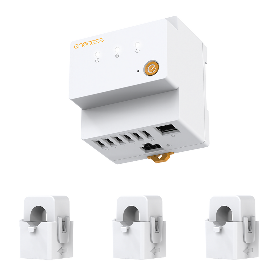 ecoMain energy monitor for detecting grid import, grid export, and solar surplus